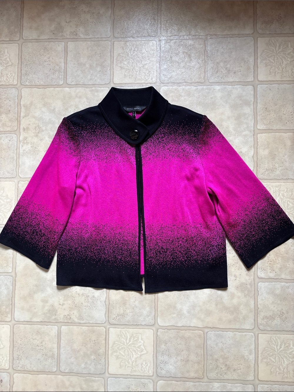 Ming Wang Pink & Black Gradient Ombre Blazer Jacket Women’s Size Large